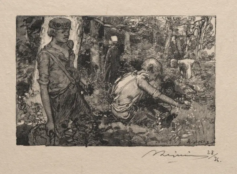 Plockning av liljekonvalj av Auguste Louis Lepère