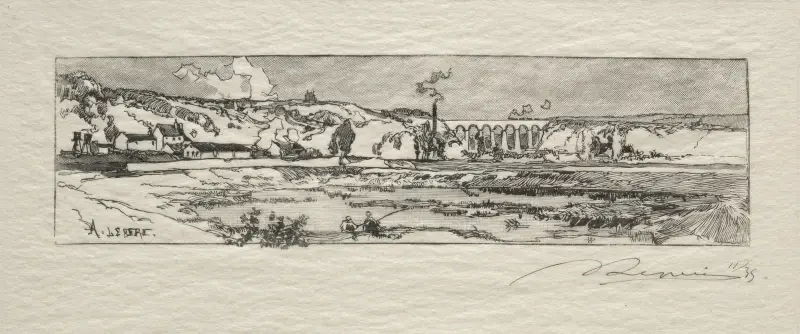 Dammen vid Issy-les-Moulineaux av Auguste Louis Lepère