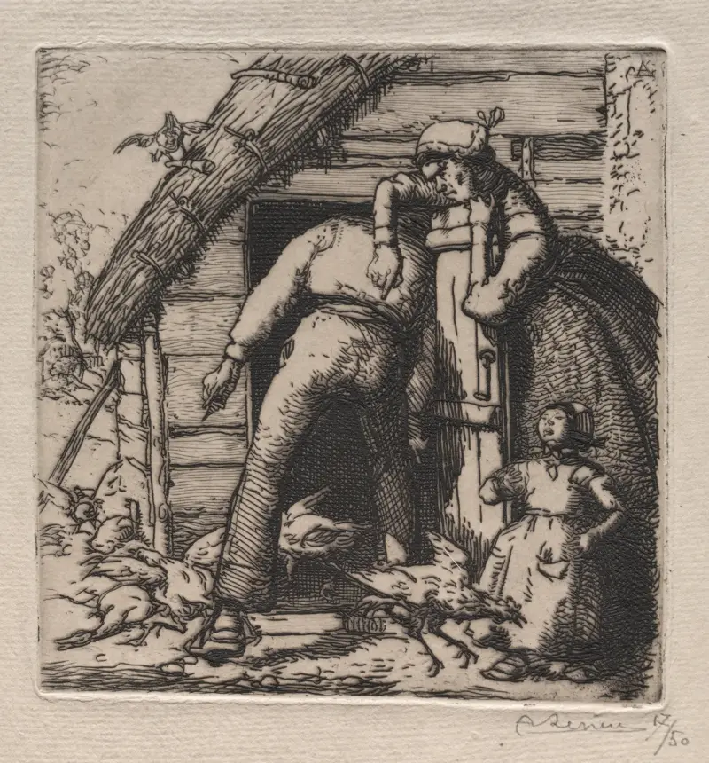 La Poulailler attrape la plus grosse av Auguste Louis Lepère