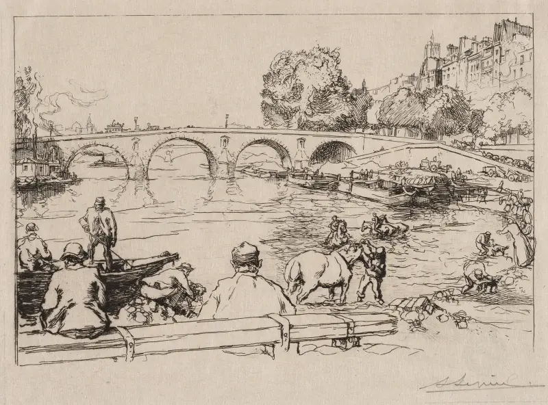 L’Abreuvoir at Pont Marie av Auguste Louis Lepère