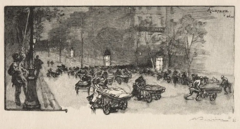 Le Boulevard, au coin du Fauborg Montmartre av Auguste Louis Lepère