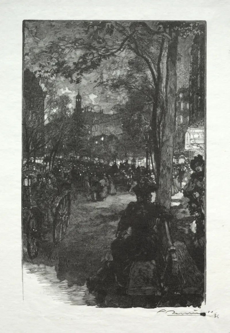 Boulevard Montmartre am Abend von Auguste Louis Lepère