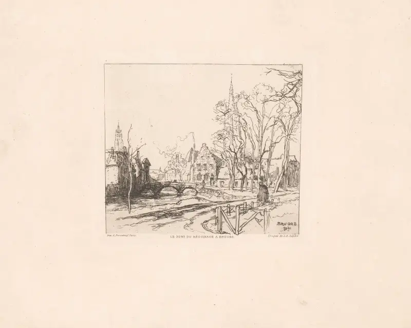 Beguinage-bron i Brygge av Auguste Louis Lepère
