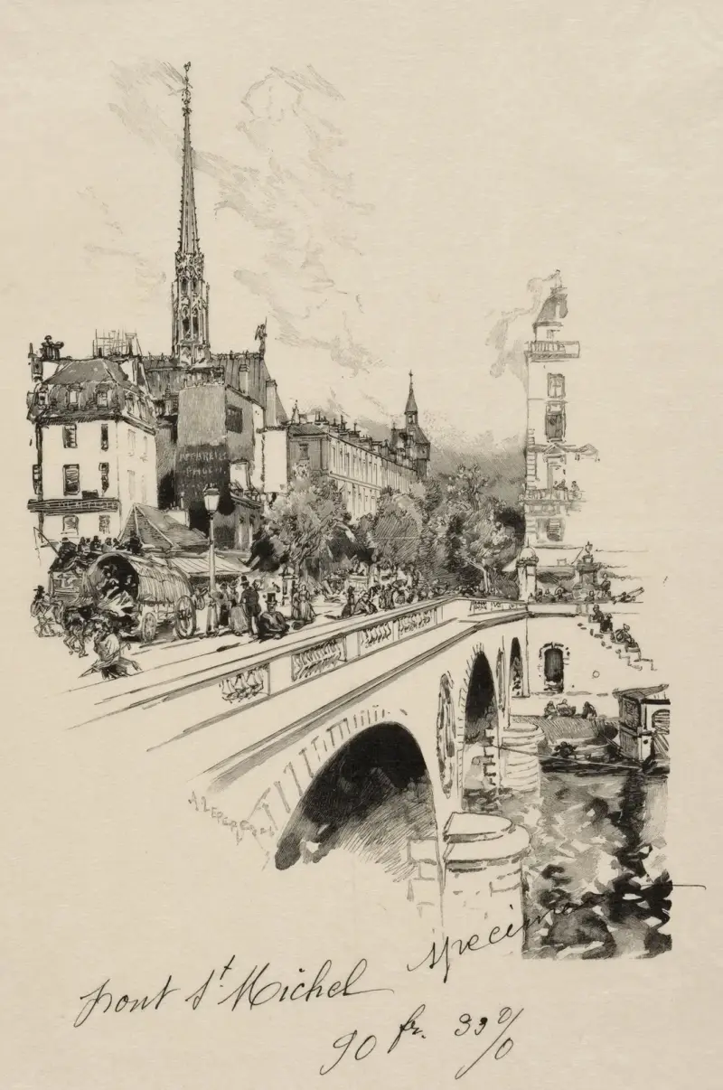 Le Pont Saint-Michel av Auguste Louis Lepère