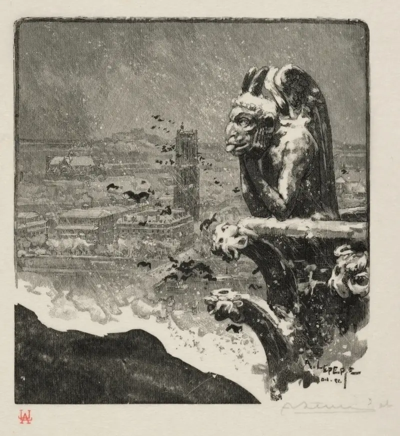 Notre-Dames stryge (Le Stryge de Notre Dame) av Auguste Louis Lepère
