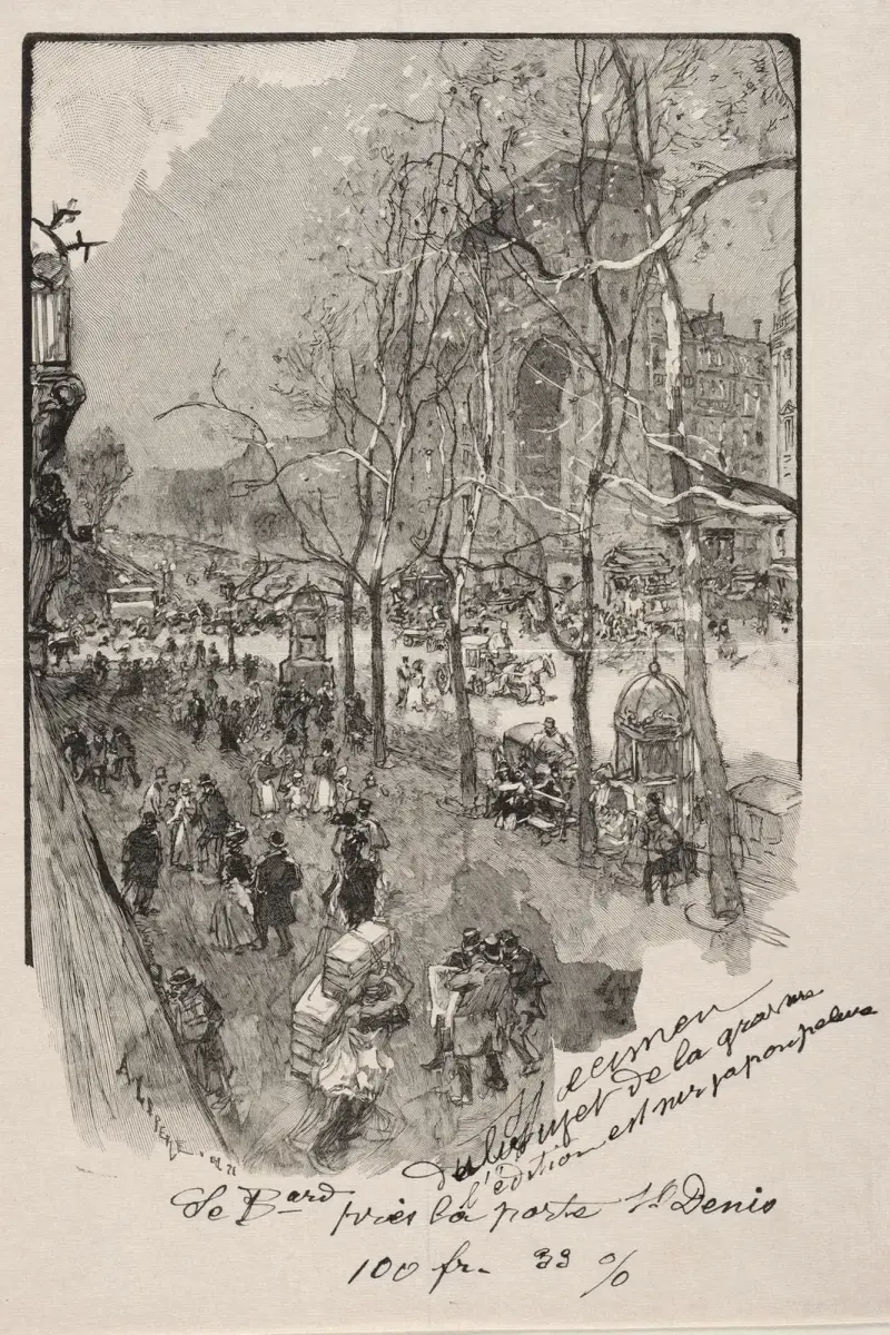 Boulevarderna nära Porte Saint-Denis av Auguste Louis Lepère
