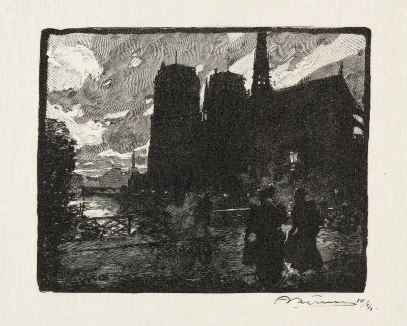 Notre-Dame, kvällen av Auguste Louis Lepère