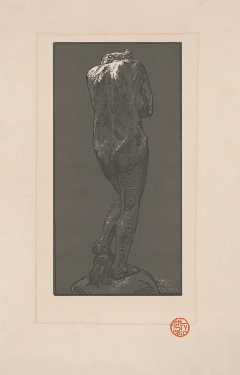 Naken staty, sedd bakifrån av Auguste Louis Lepère
