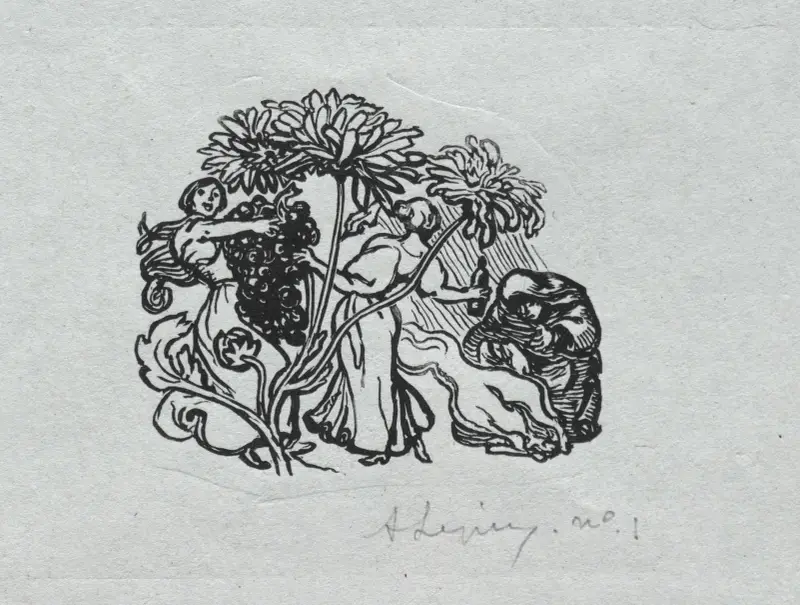 Paris Almanac, 1897; Tail-piece, Autumn av Auguste Louis Lepère