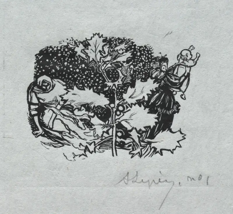 Paris Almanac, 1897; Tail-piece, Winter av Auguste Louis Lepère