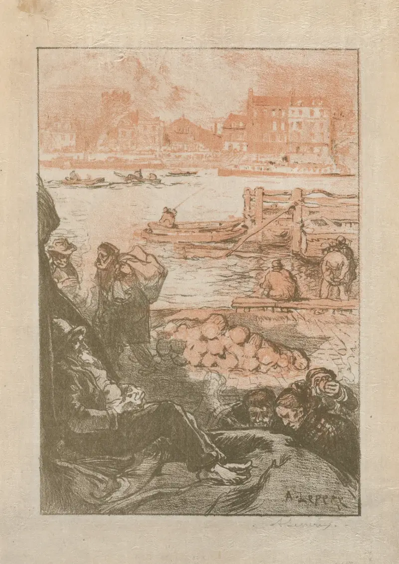 Bönder vid en kaj, Paris av Auguste Louis Lepère