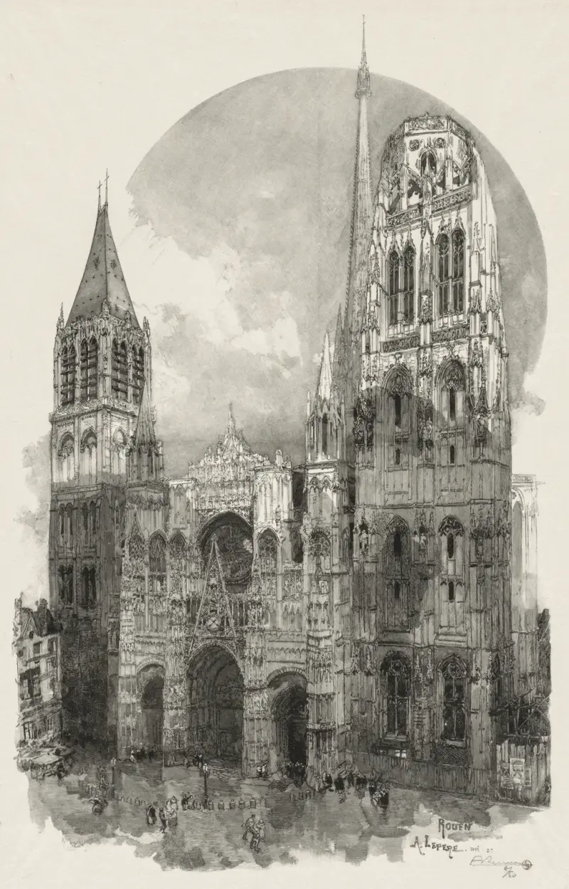 Rouen illustrerad; Katedralen i Rouen av Auguste Louis Lepère