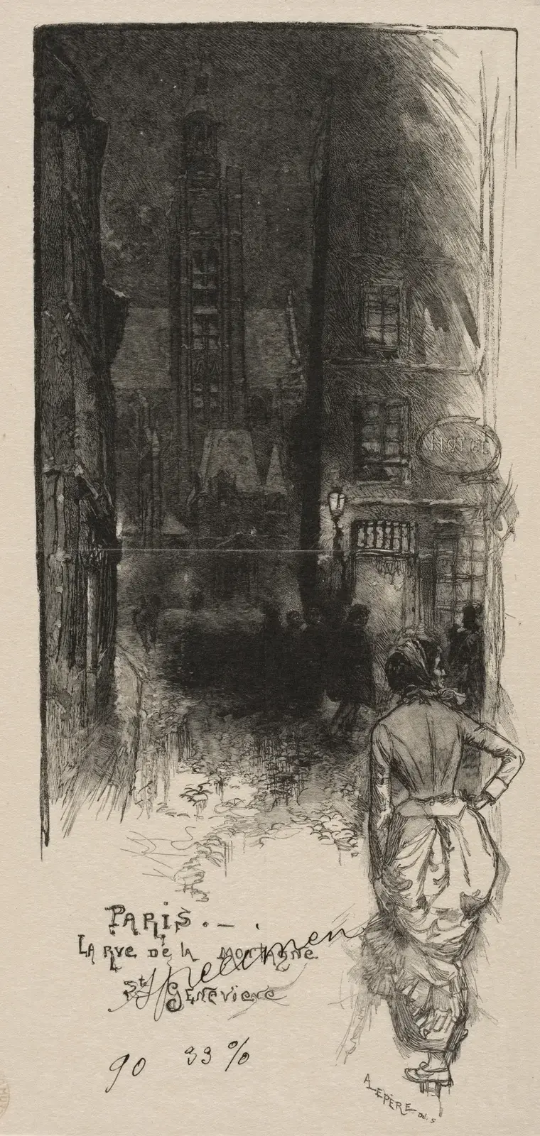 Rue de la Montagne, St. Geneviève av Auguste Louis Lepère