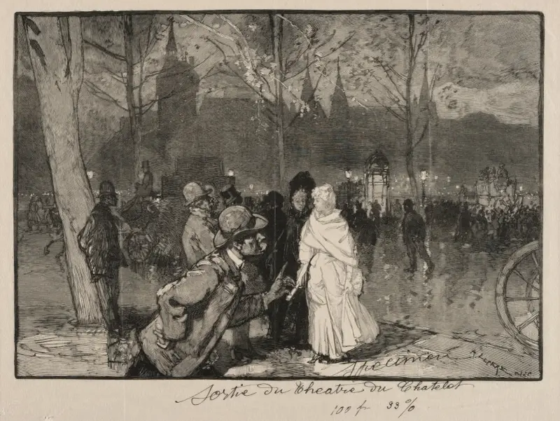 Utgången från Théâtre du Châtelet av Auguste Louis Lepère