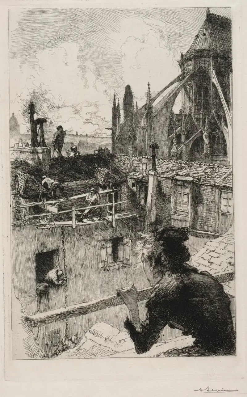 På taken nära Notre-Dame av Auguste Louis Lepère