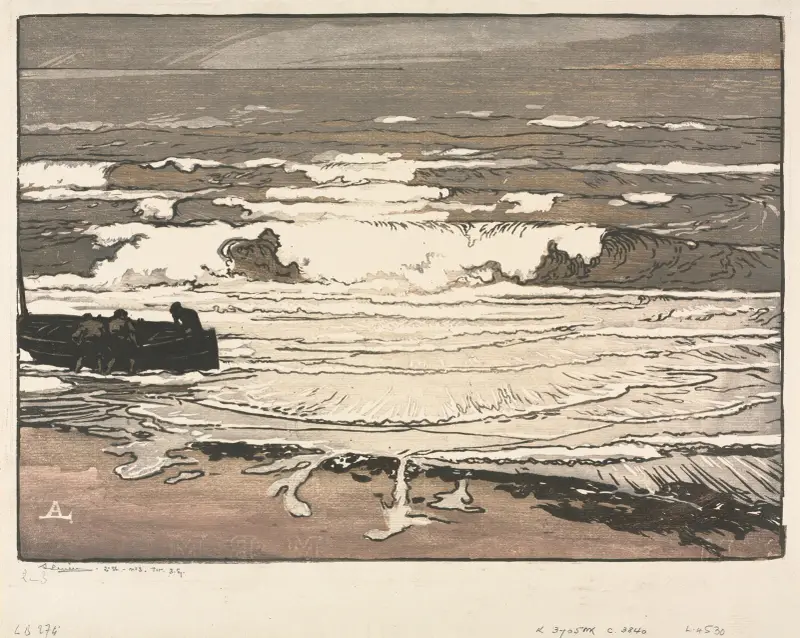 De brytande vågorna, tidvattnet i september 1901 av Auguste Louis Lepère