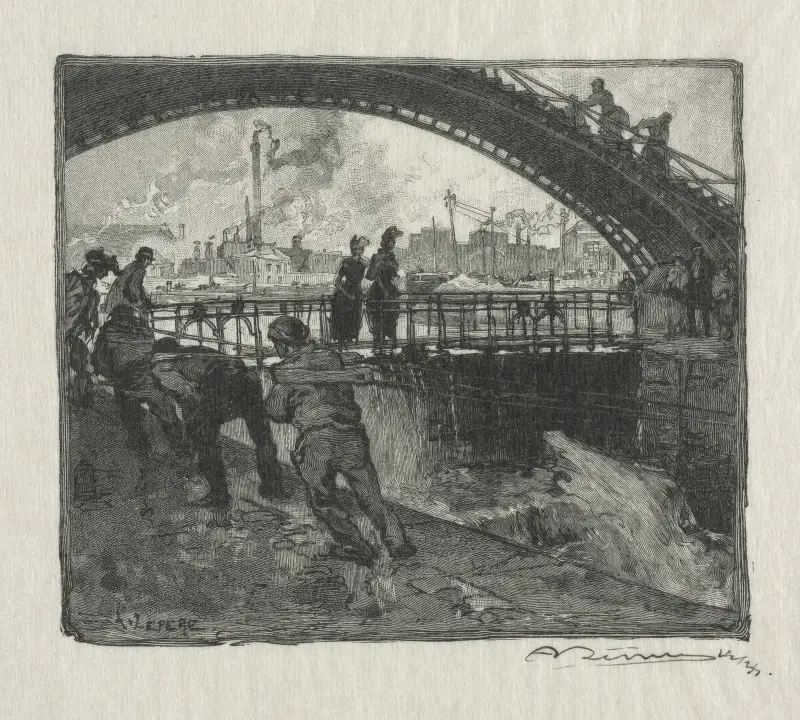 Slussen vid Saint-Martinskanalen av Auguste Louis Lepère