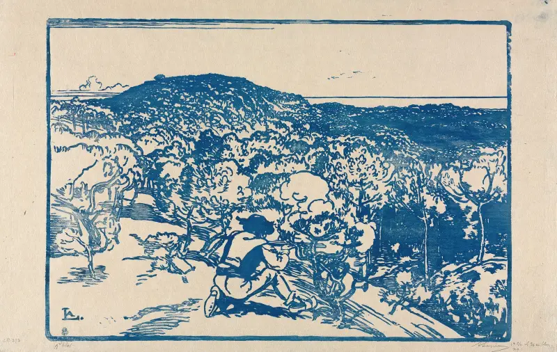Tjuvskytten, dynerna i Saint-Jean-de-Mont av Auguste Louis Lepère