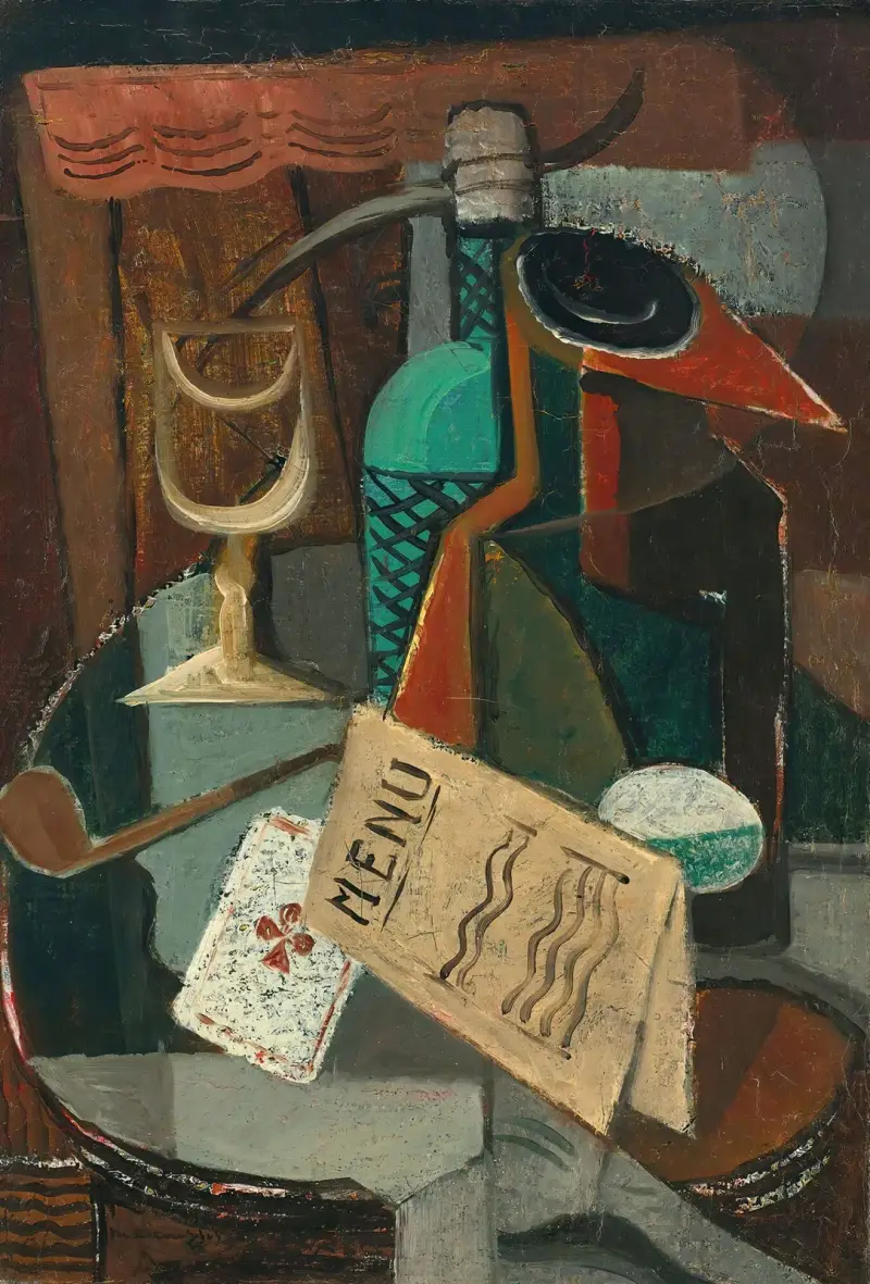 Martwa natura z menu i syfonem, Louis Marcoussis