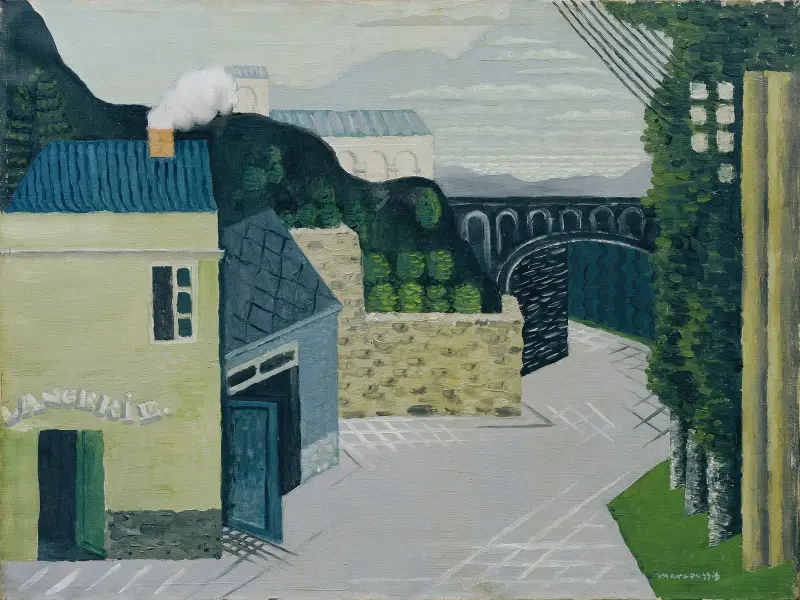 Stad med viadukt av Louis Marcoussis