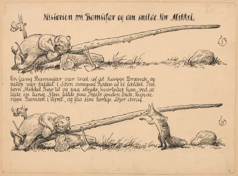 Bamsefar og Mikkel Ræv Pl.02 von Louis Moe
