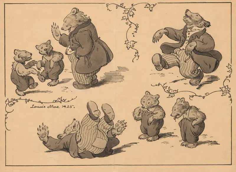 Bears depicted as humans. av Louis Moe