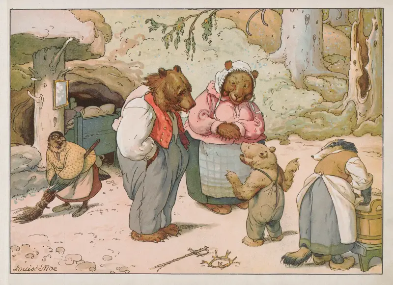 Bruin; den lilla björnens äventyr, plansch 1 av Louis Moe