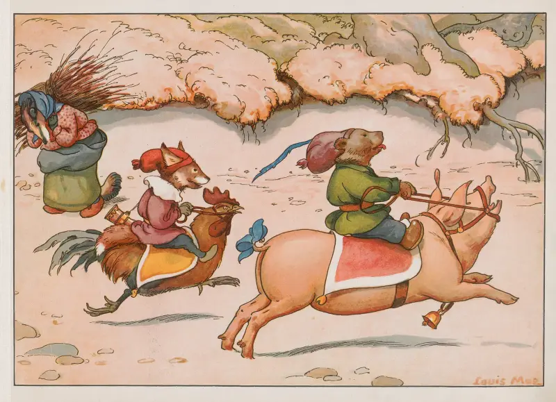 Bruin; den lilla björnens äventyr, plansch 2 av Louis Moe