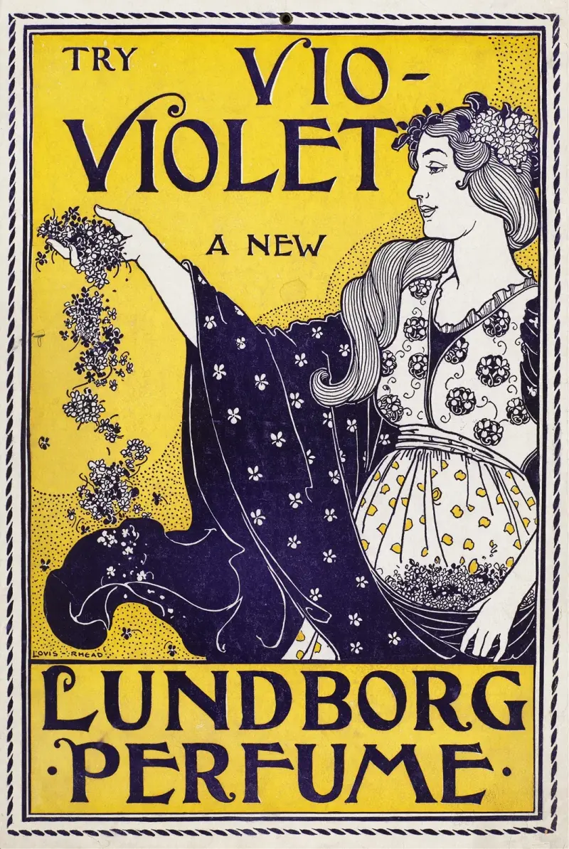 Eine Frau hält Blumen von Louis Rhead