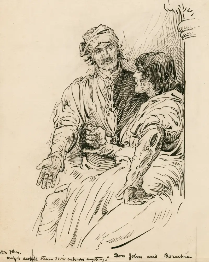 Don John and Borachio, Don John; Only to despite them I will endeavor anything av Louis Rhead