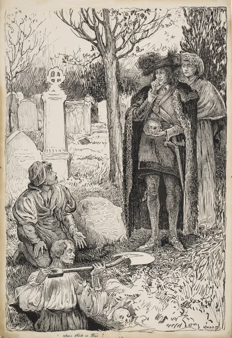 Hamlet, Prince of Denmark. Whose skull is this av Louis Rhead