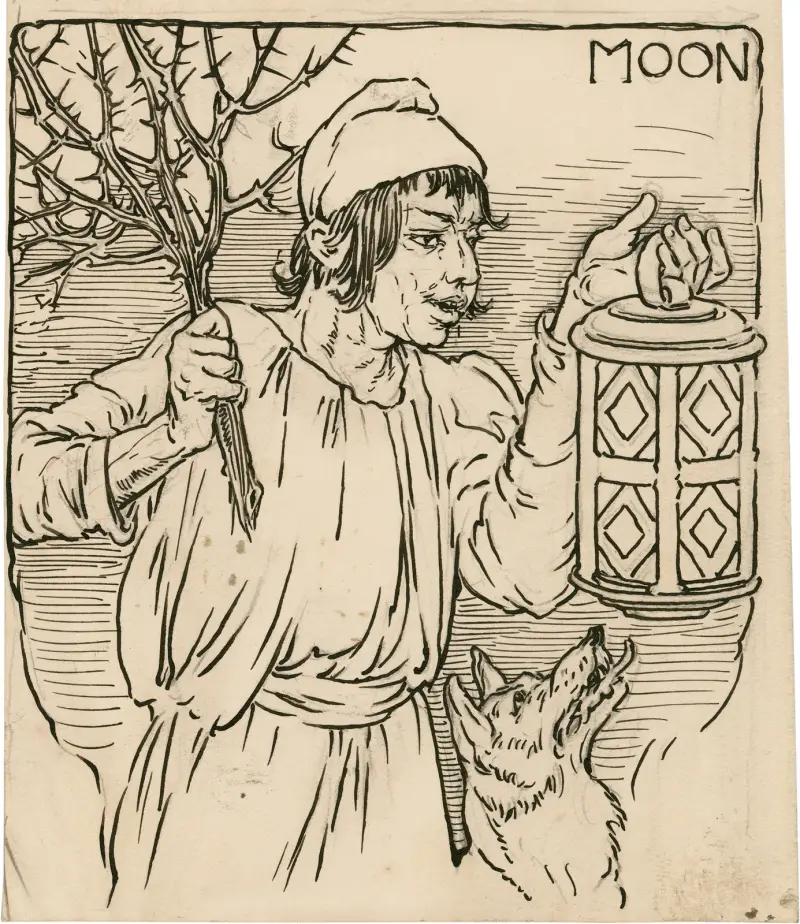 Moon [i.e. Robin Starveling, the tailor, in the play of Pyramus and Thisbe] av Louis Rhead