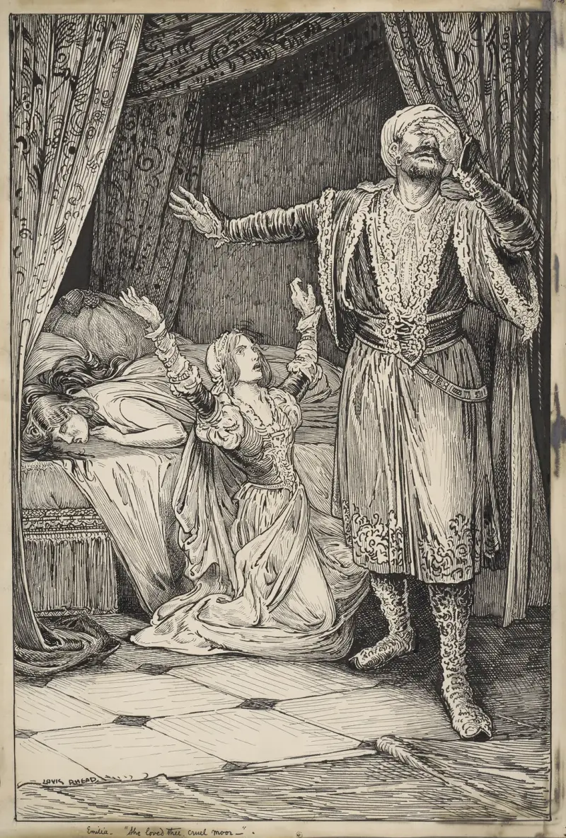 Othello, Emilia; Sie liebte dich, grausamer Mohr von Louis Rhead