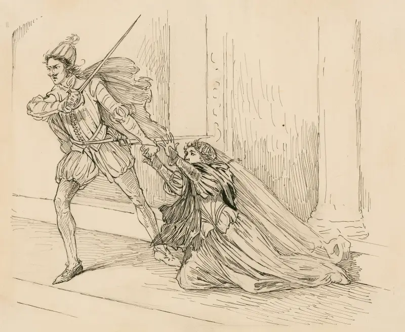 Petruchio entführt seine Braut von Louis Rhead