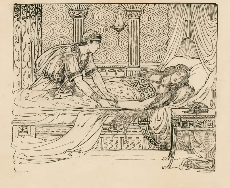 Sanft löst sie das Armband von ihrem Arm von Louis Rhead