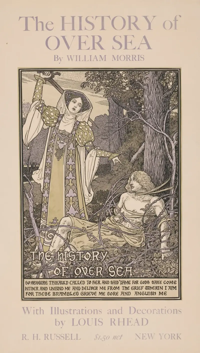 The history of over sea by William Morris av Louis Rhead