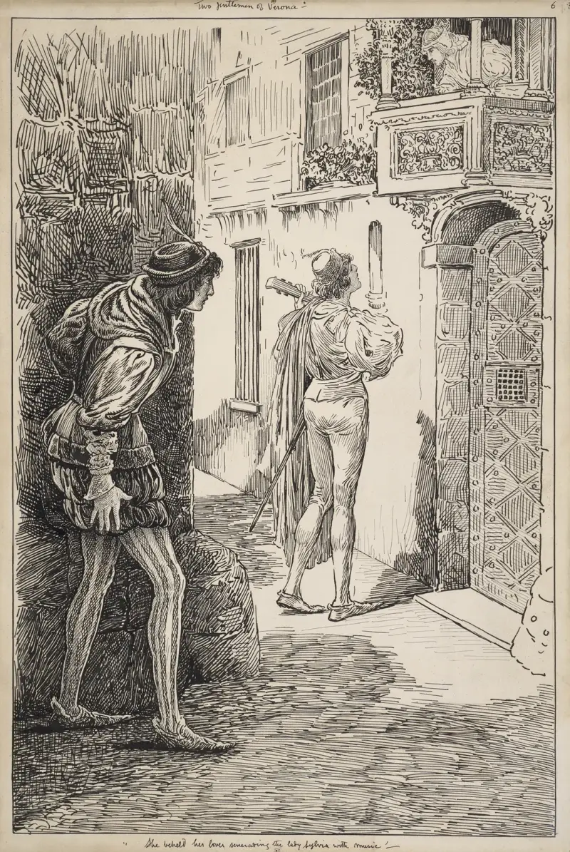 Zwei Herren aus Verona. Sie sah ihren Geliebten Lady Silvia mit Musik ein Ständchen bringen von Louis Rhead