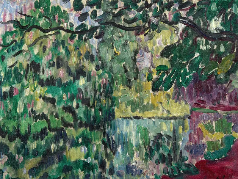 Flodstrand med träd av Louis Valtat