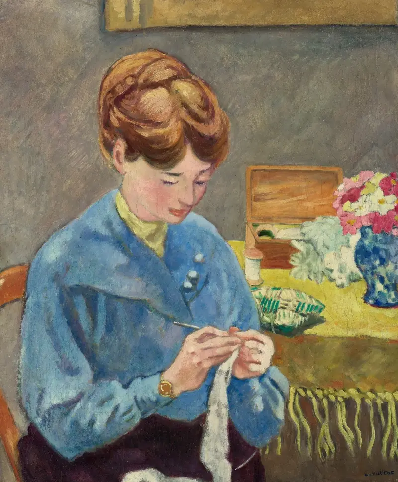 Kvinna som stickar av Louis Valtat