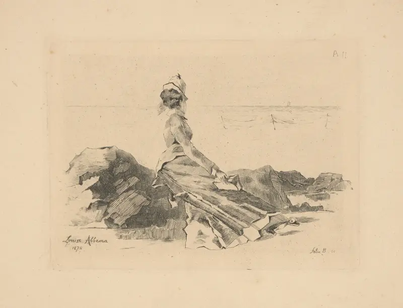 Femme assis sur un rocher (Woman sitting on a rock), 1874 – nr 1 av Louise Abbéma