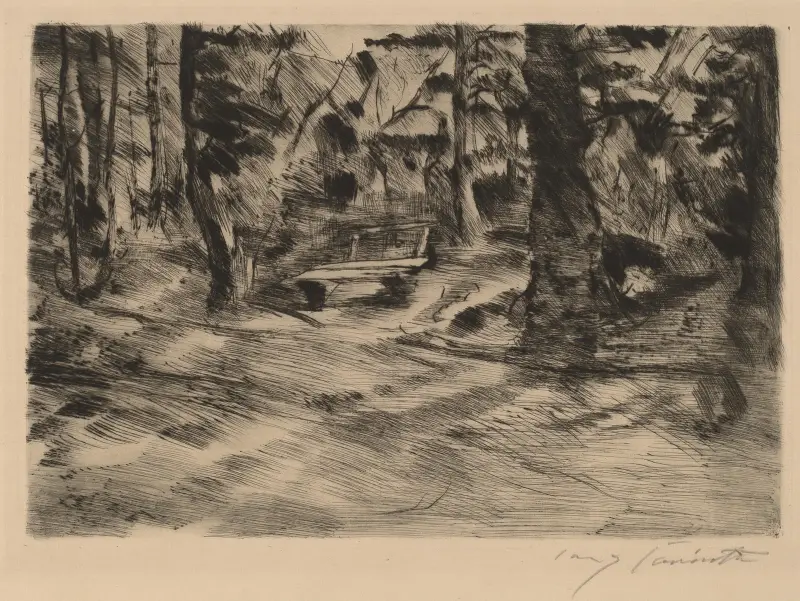 Bänk i skogen II av Lovis Corinth