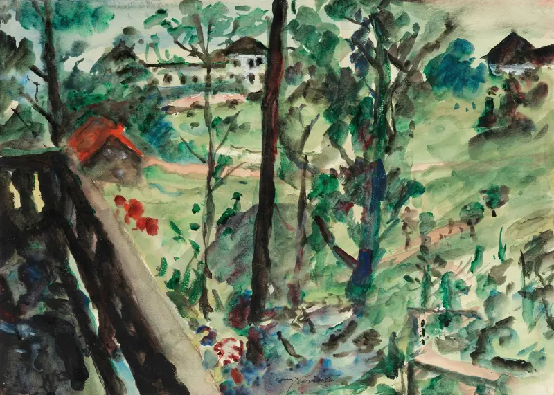 Utsikt från en balkong mot Walchensee av Lovis Corinth