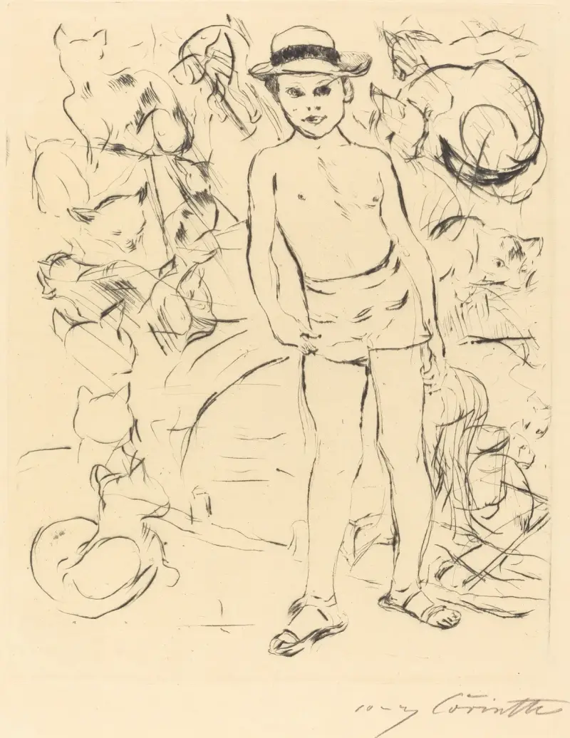 Pojke i badbyxor och stråhatt av Lovis Corinth
