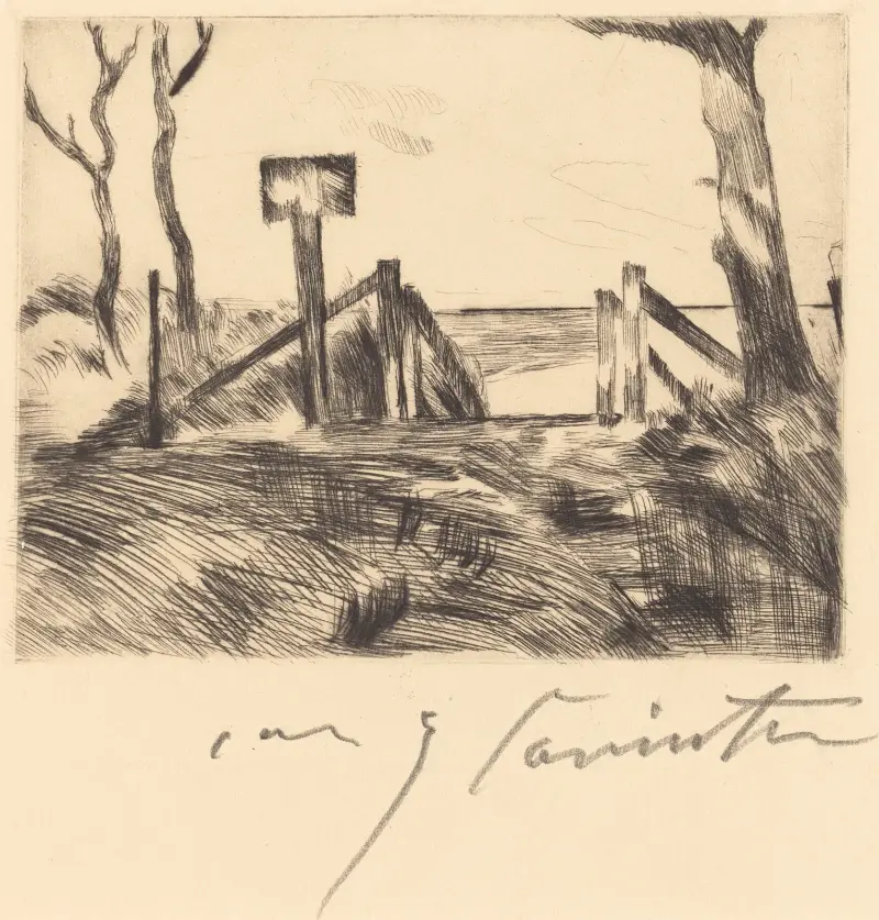 Bridge with Sign (Brücke mit Tafel) von Lovis Corinth