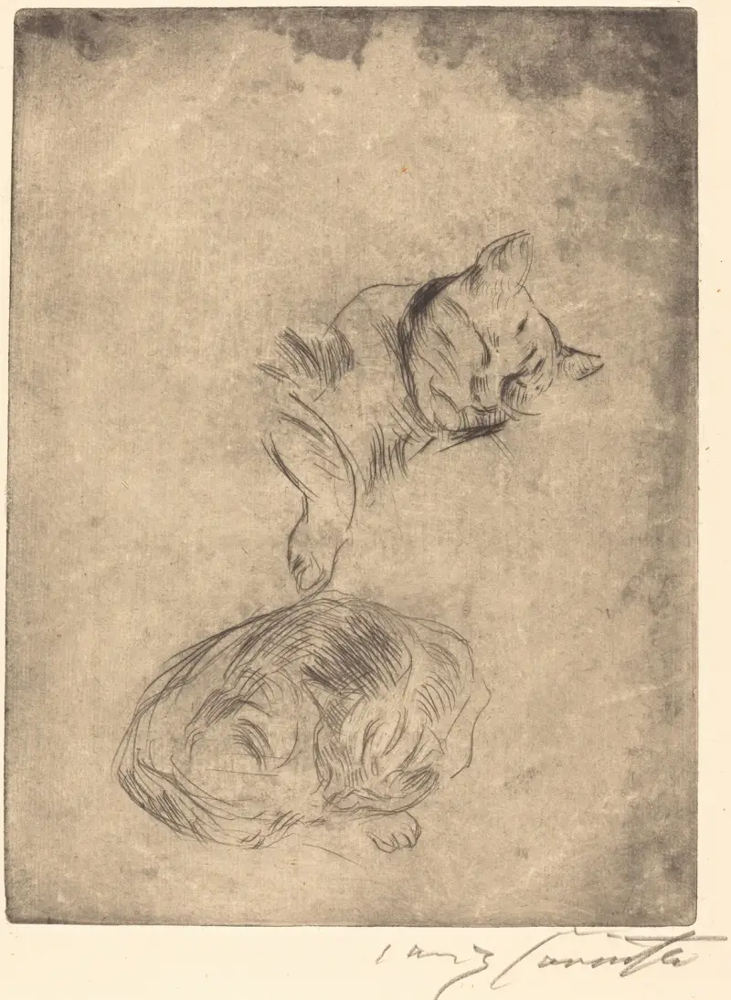 Katter (Kattstudie) av Lovis Corinth