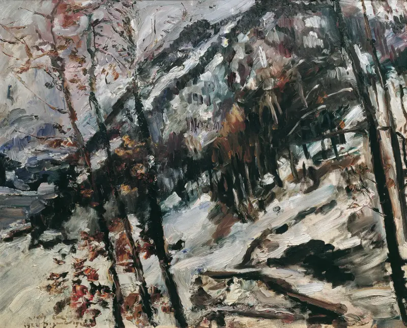 Hertigståndet vid Walchensee i snö av Lovis Corinth