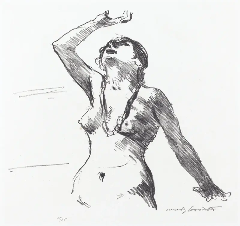 Kvinnlig nakenstudie i försvar (Weiblicher Akt in Abwehr) av Lovis Corinth