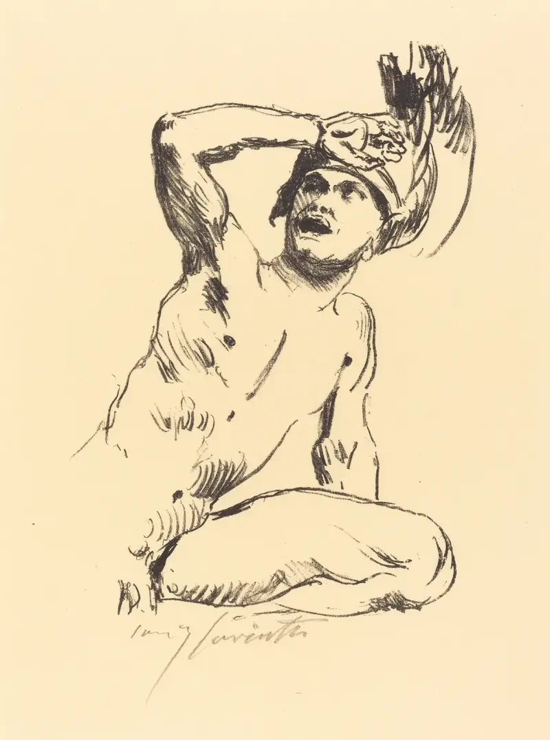 Kneeling Warrior – I (Kniender Krieger in Abwehr I) von Lovis Corinth