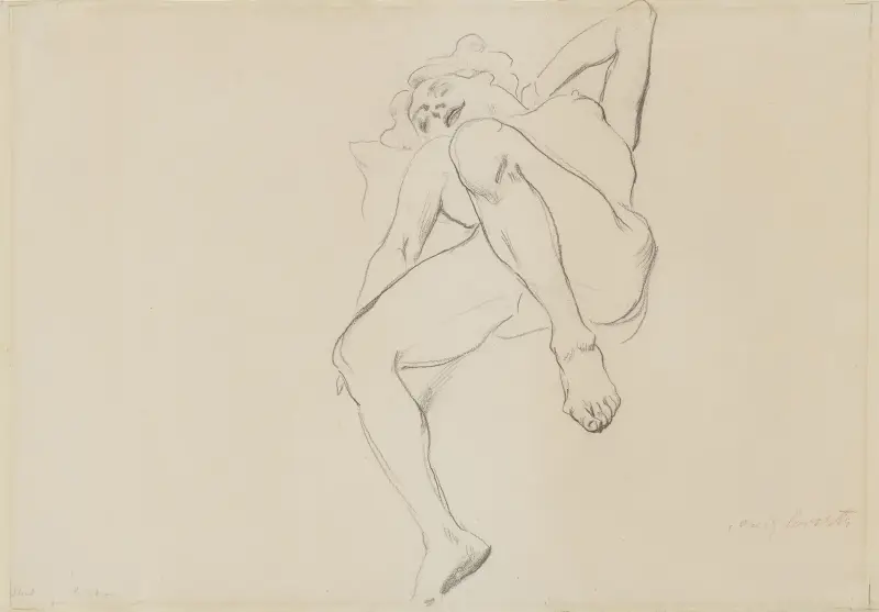 Liggande kvinnlig akt (Studie av Ariadne) av Lovis Corinth
