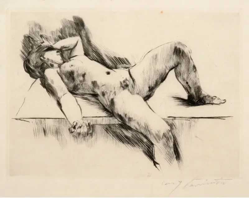 Liggande kvinnlig nakenstudie III av Lovis Corinth